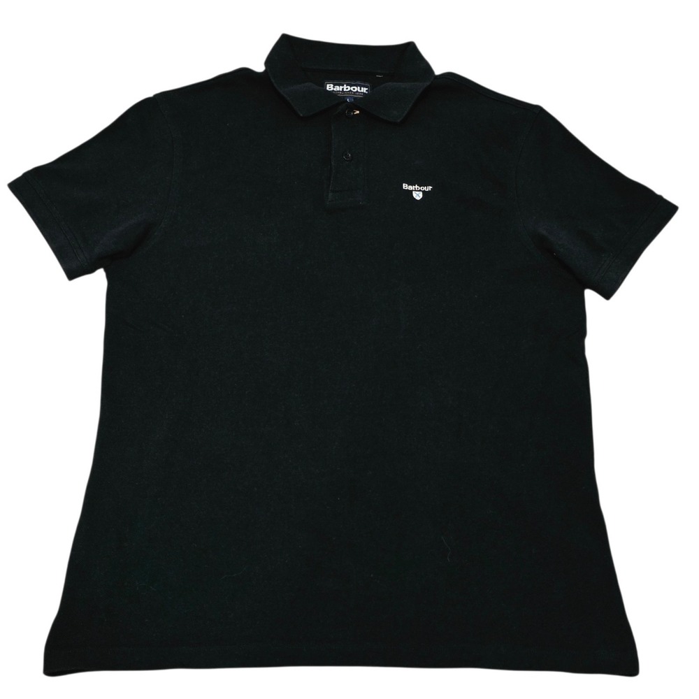 Barbour Mens Large Black Polo Shirt Embroidered Logo Classic Casual Golf L